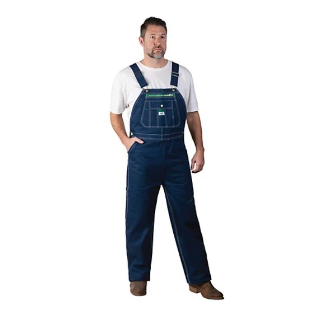 NEW NWOT Mens 50 X 30 Cotton Dark Denim Blue Jean Carpenter Bib Overalls LIBERTY